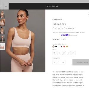 Carbon 38, rubbed sports bra, petal pink, small